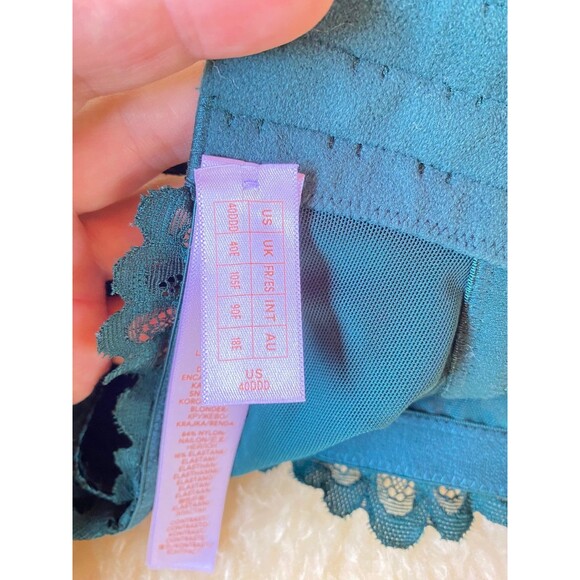 Savage X Fenty size 40 DDD Not Sorry Lightly Lined Lace Balconette Bra in Green - Picture 9 of 12